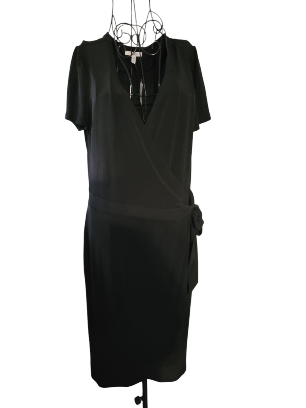 Maurices Black Faux Wrap Midi Dress with Waist Tie Detail